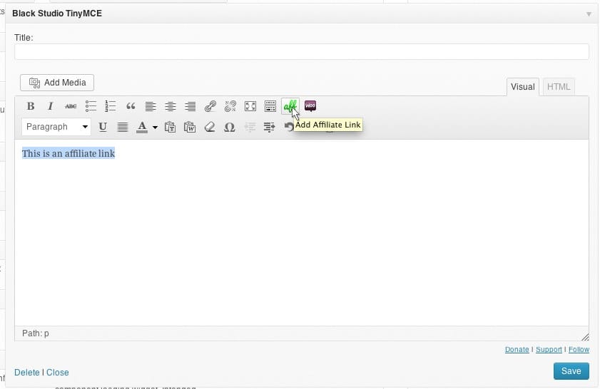Adicionar um link de afiliado aos widgets